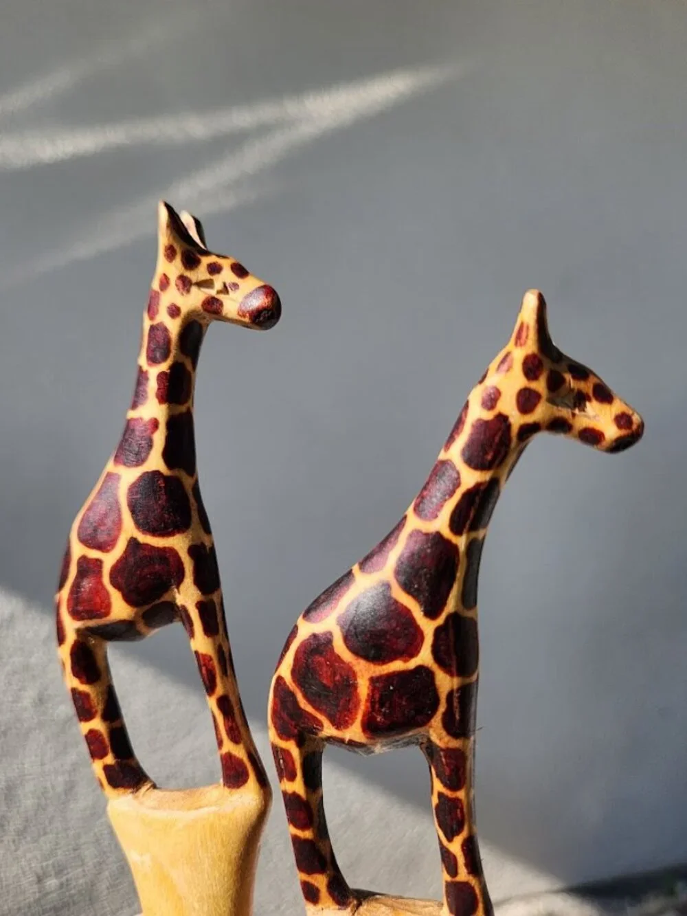 New Hand Carved Wood Giraffe Fork Spoon Serving Set Safari African Folk Art Home